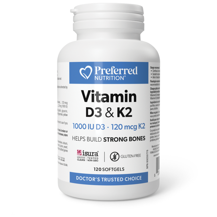 Preferred Nutrition Vitamin D3 & K2 1000 IU • 120 mcg