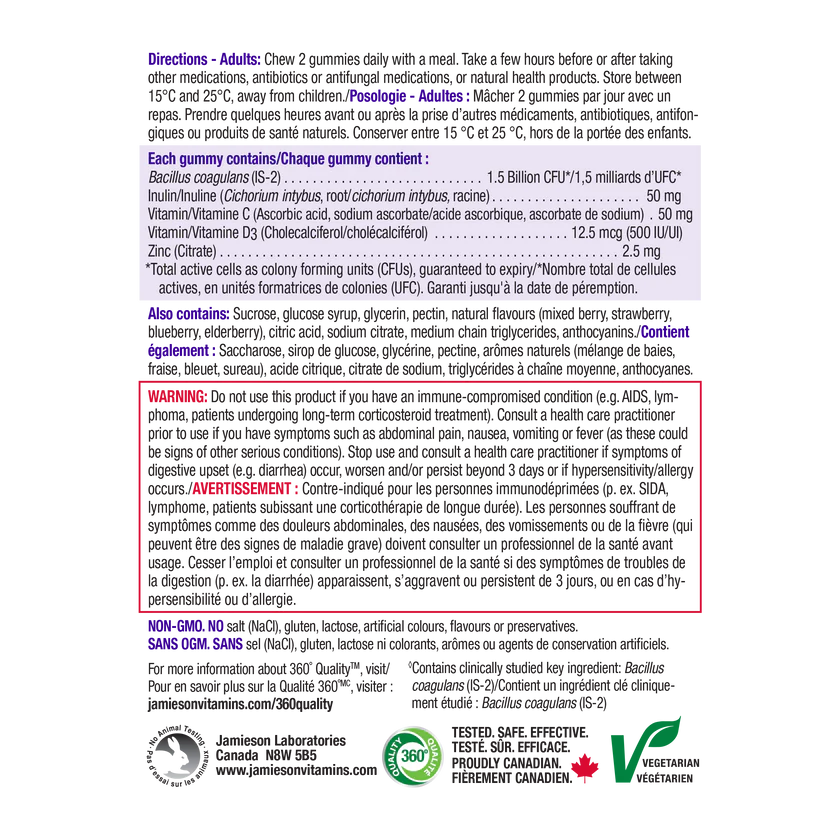 Jamieson Probiotic Immune Support Gummies Elderberry