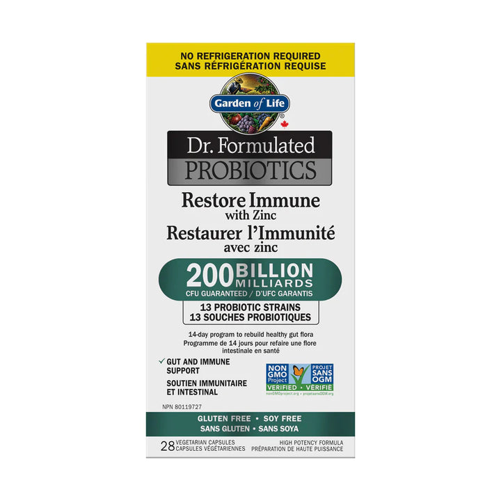 Garden of Life Dr. Formulated Probiotics Restore Immune with Zinc 200 Billion