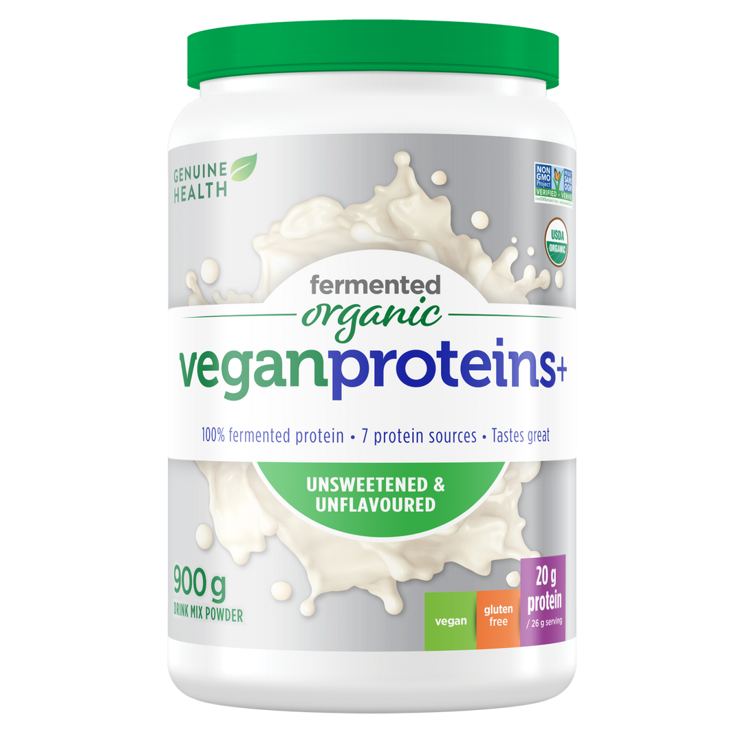 Genuine Health Fermented Organic Vegan Proteins+, Unsweetened & Unflavored