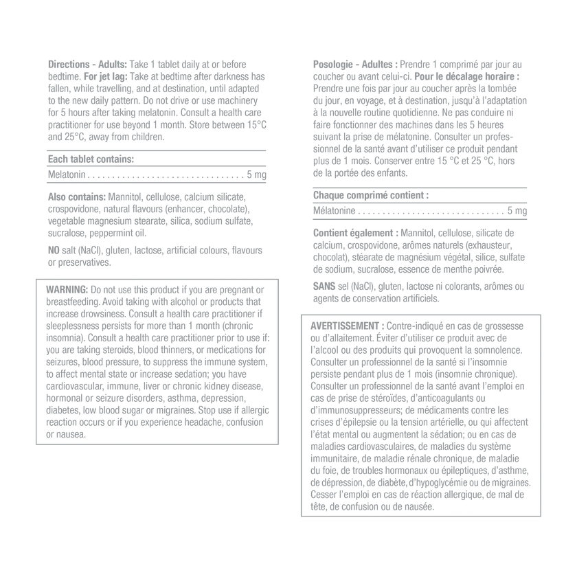 Jamieson Melatonin Fast Dissolving Chocolate Mint Tablets 5 mg