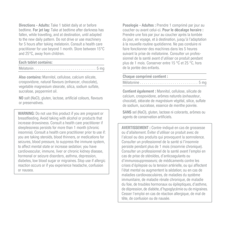 Jamieson Melatonin Fast Dissolving Chocolate Mint Tablets 5 mg