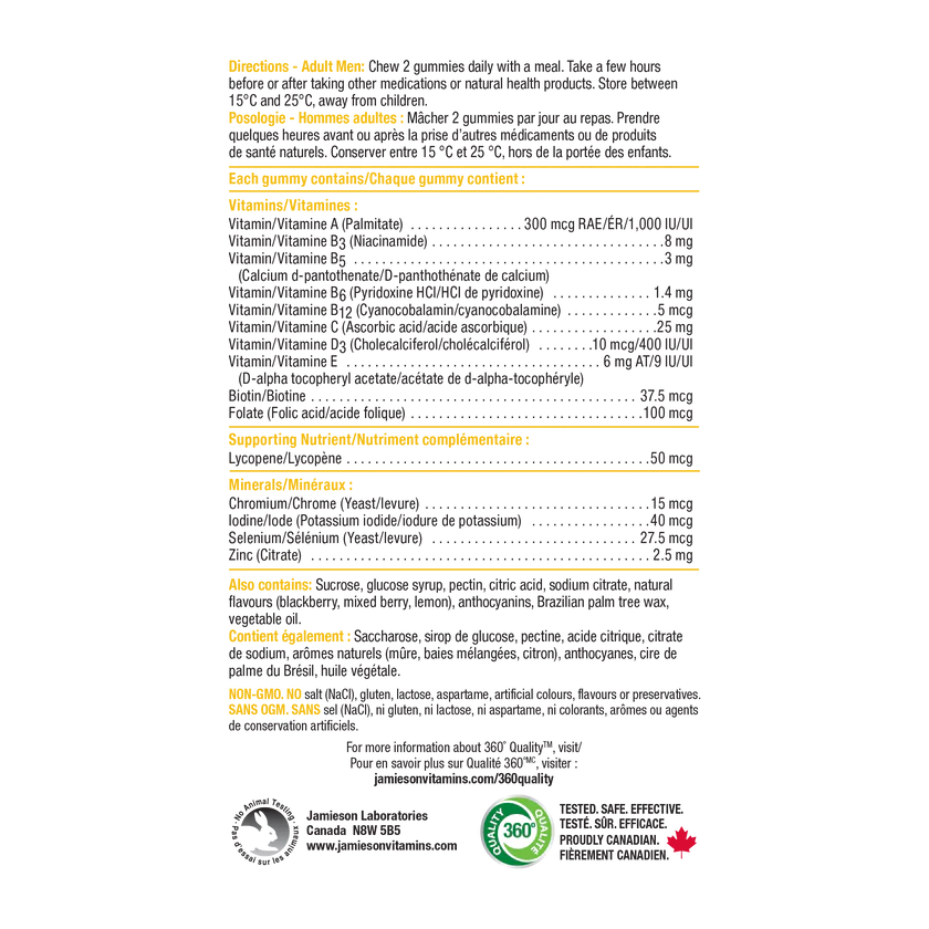 Jamieson Multi gummies for men blackberry lemon flavour