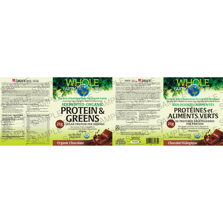 Whole Earth & Sea Powder Fermented Organic Protein & Greens, Organic Chocolate