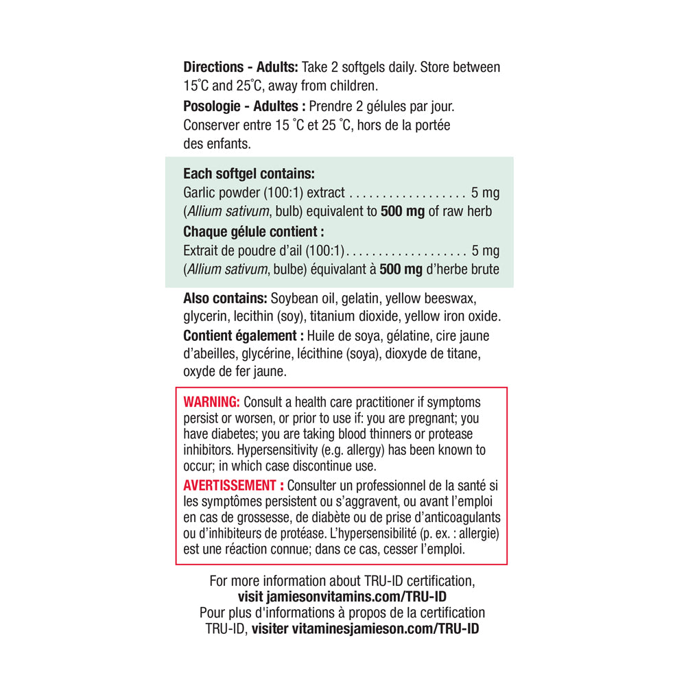 Jamieson Odourless Garlic 500 mg