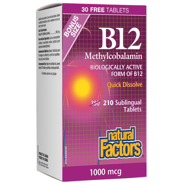 Natural Factors Sublingual B12 Methylcobalamin   1000 mcg Sublingual Tablets