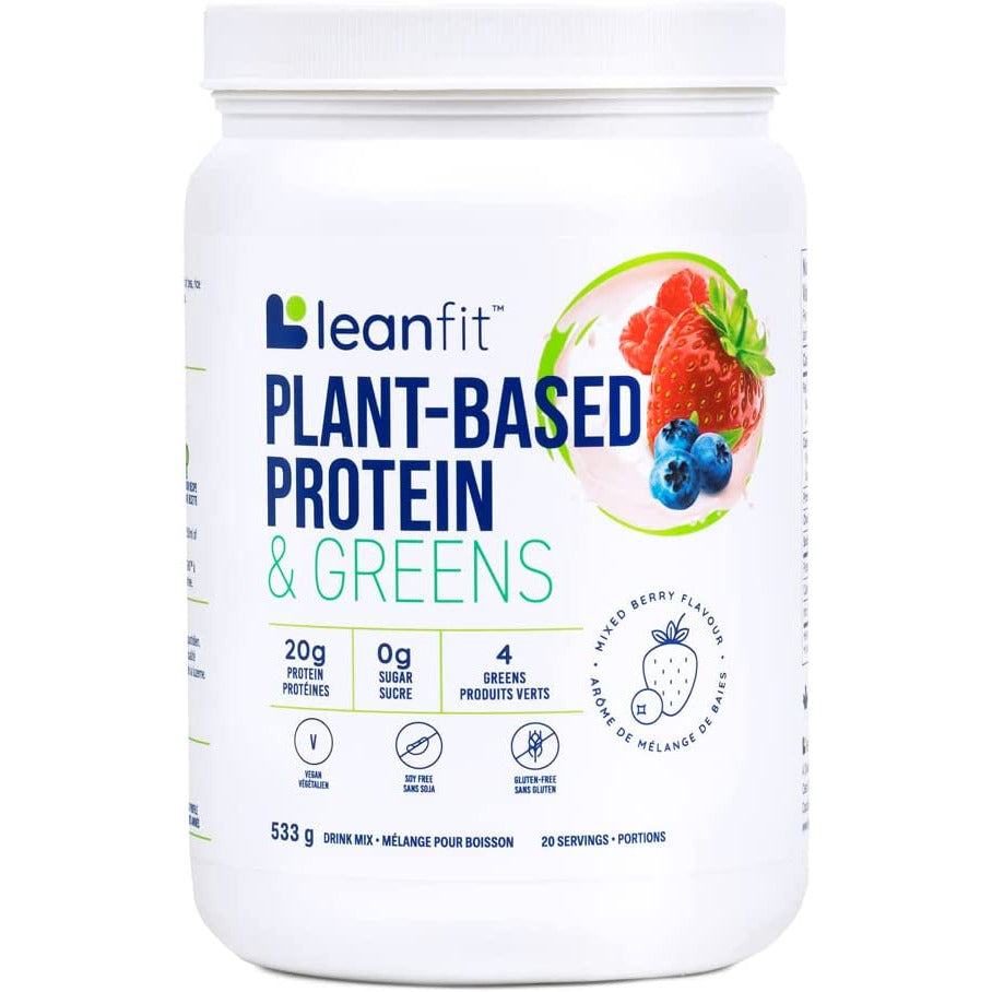 Leanfit Plant-Based Protein&Greens, Mixed Berry Flavour, 533g – Healthtree