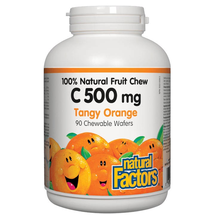 C 500 mg 100% Natural Fruit Chew, Tangy Orange Chewable Wafers