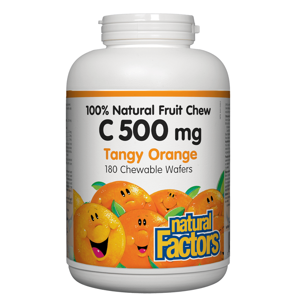 C 500 mg 100% Natural Fruit Chew, Tangy Orange Chewable Wafers