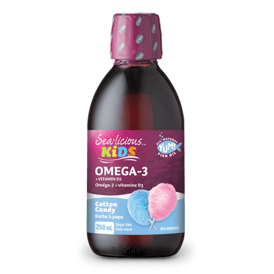 Omega-3 EPA + DHA with Vitamin D3, Cotton Candy, Sea-licious Kids Liquid