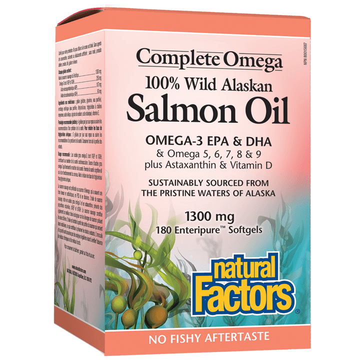 100% Wild Alaskan Salmon Oil 1300 mg, Complete Omega Enteripure Softgels