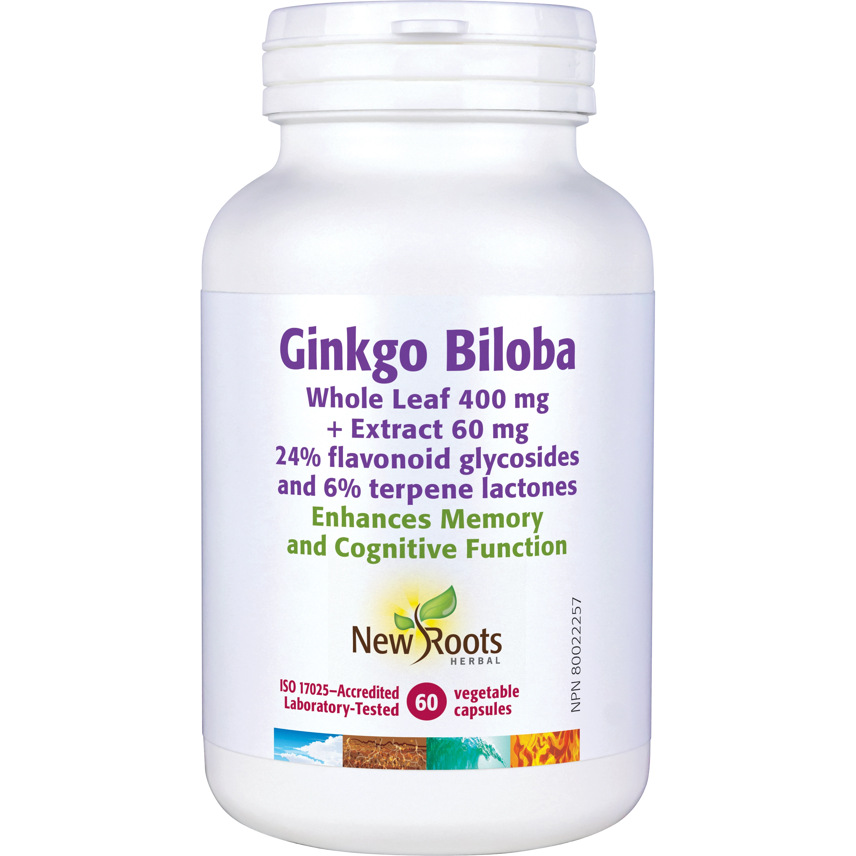 Ginkgo Biloba New Roots – 400 mg de feuilles + 60 mg d'extrait – 60 ...