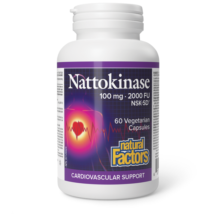 Natural Factors Nattokinase 100 mg 2000 FU vegetarian capsules, 60 vegetarian capsules bottle