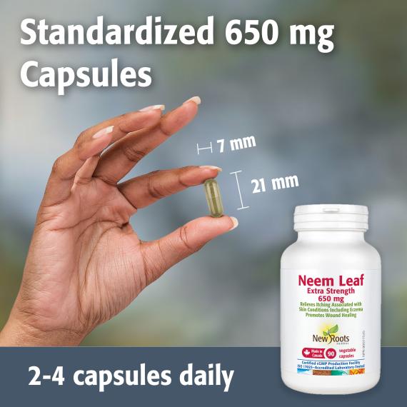 New Roots Neem Leaf 650 mg | Extra Strength Support for Itchy Skin