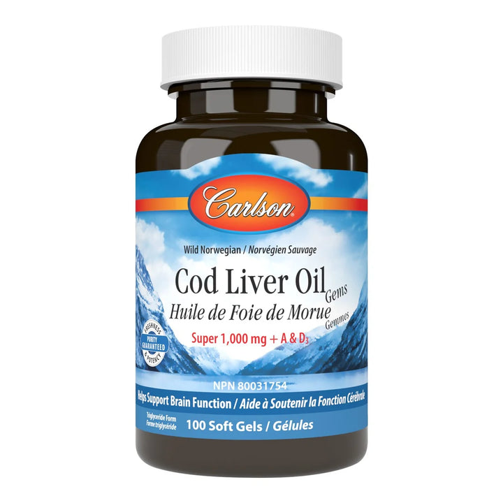 Carlson - Cod Liver Oil Gems, Super 1,000 mg + A & D3