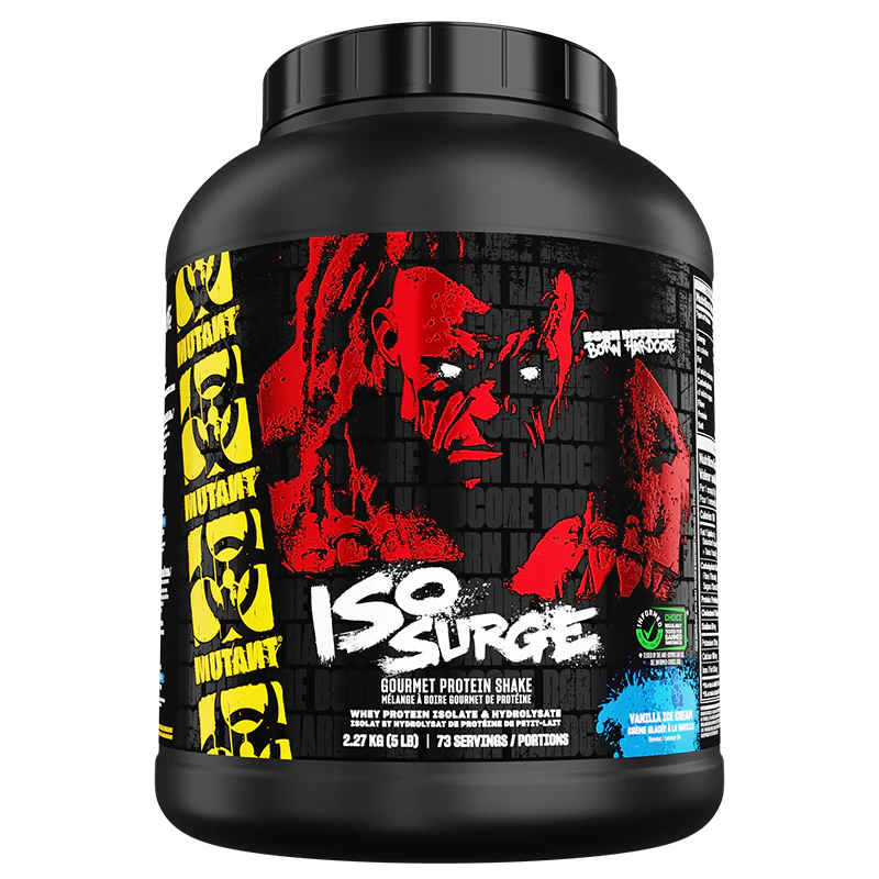 Mutant Iso Surge Vanilla Ice Cream whey protein 5 lbs container front