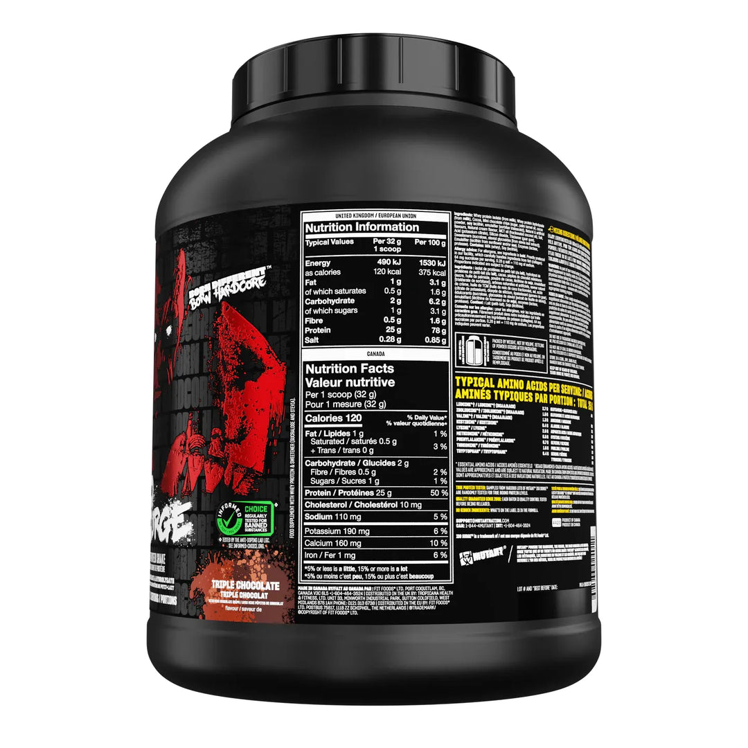 Mutant Hardcore Iso Surge Triple Chocolate nutrition facts, ingredients and allergen label