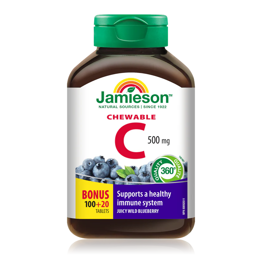 Jamieson Chewable Vitamin C 500 mg Wild Blueberry Flavour