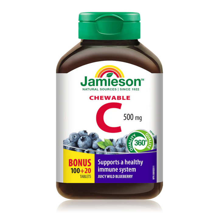 Jamieson Chewable Vitamin C 500 mg Wild Blueberry Flavour