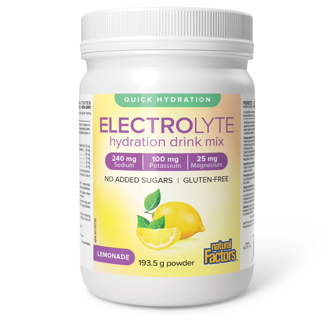 Natural Factors Electrolyte Hydration Drink Mix, Lemonade
