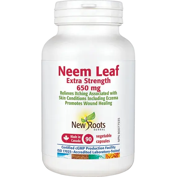 New Roots Neem Leaf 650 mg | Extra Strength Support for Itchy Skin