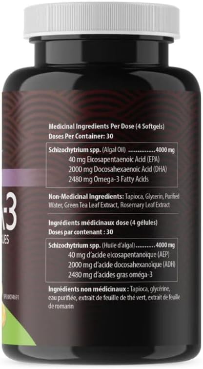 AquaOmega Omega-3 Plant Based Algae Oil 2000mg DHA