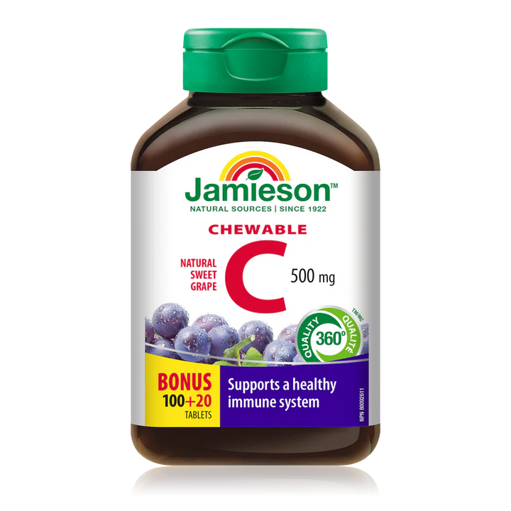 Jamieson Chewable Vitamin C 500 mg Sweet Grape Flavour