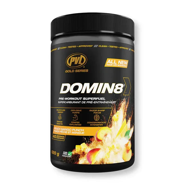 PVL Gold Domin8 Pre-Workout Peach & Mango