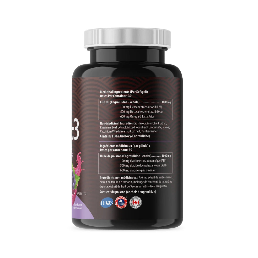 AquaOmega - High DHA Omega-3 Raisin Flavour Softgels