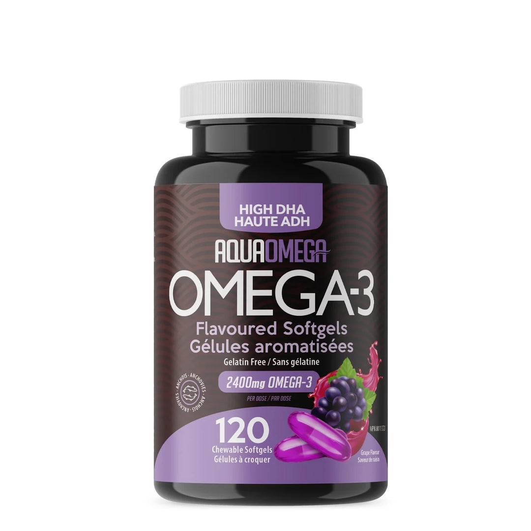 AquaOmega - High DHA Omega-3 Raisin Flavour Softgels