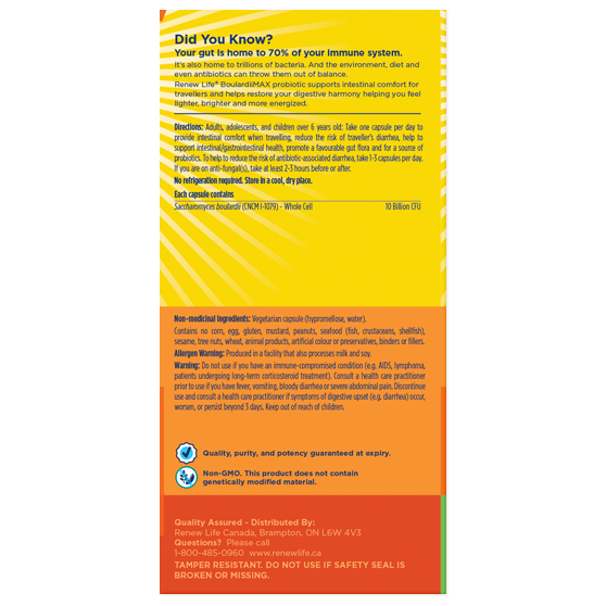 Renew Life® Traveller's Probiotics BoulardiiMAX 10 Billion Active Cultures