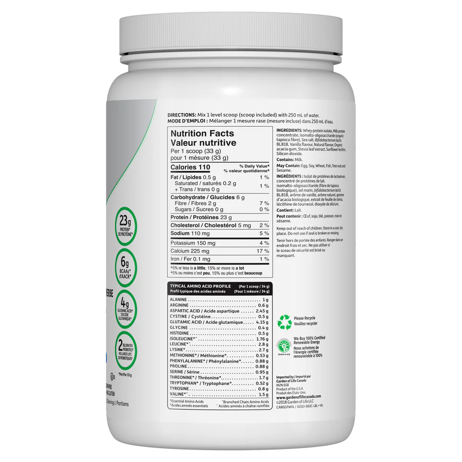 Garden of Life Sport Certified Grass Fed Whey Protein Vanilla - 660 g