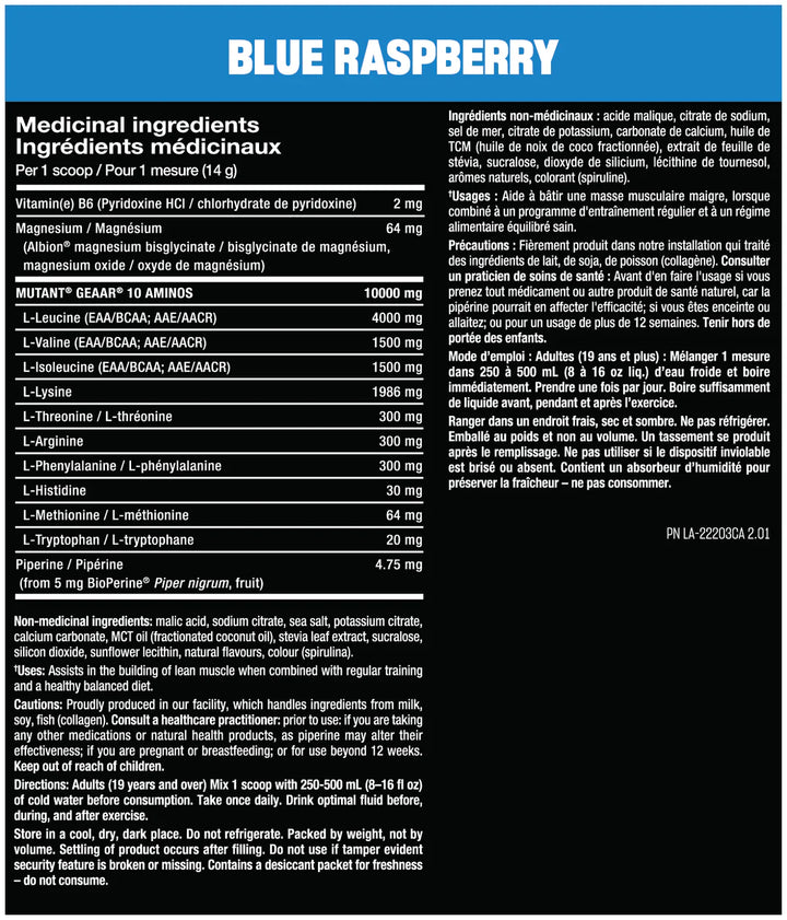 Mutant GEAAR, Blue Raspberry Powder