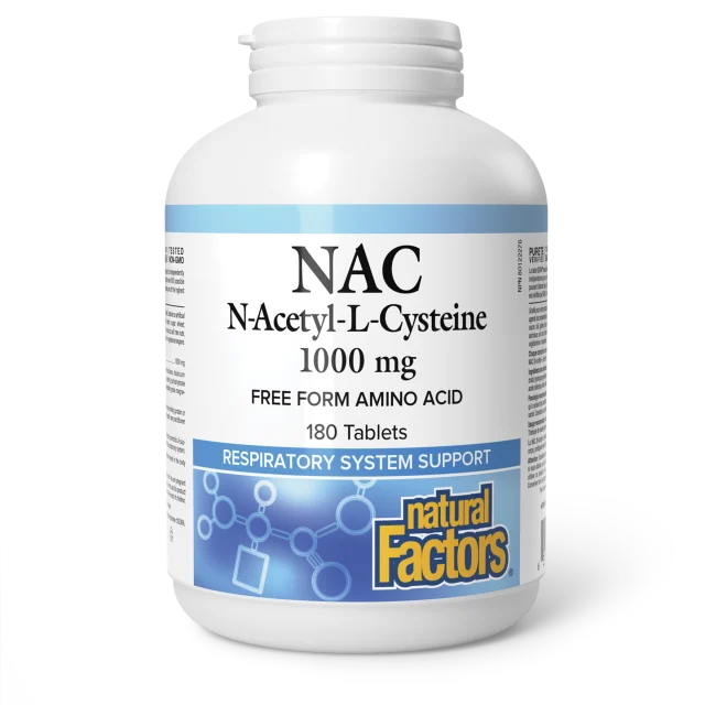 Natural Factors N-Acetyl-L-Cysteine (NAC) 1000 mg vegetarian capsules, 180 capsules