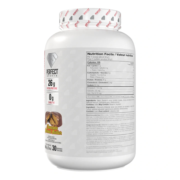 Perfect Sport Diesel New Zealand Whey Isolate, Chocolate Peanut Butter Protein Powder