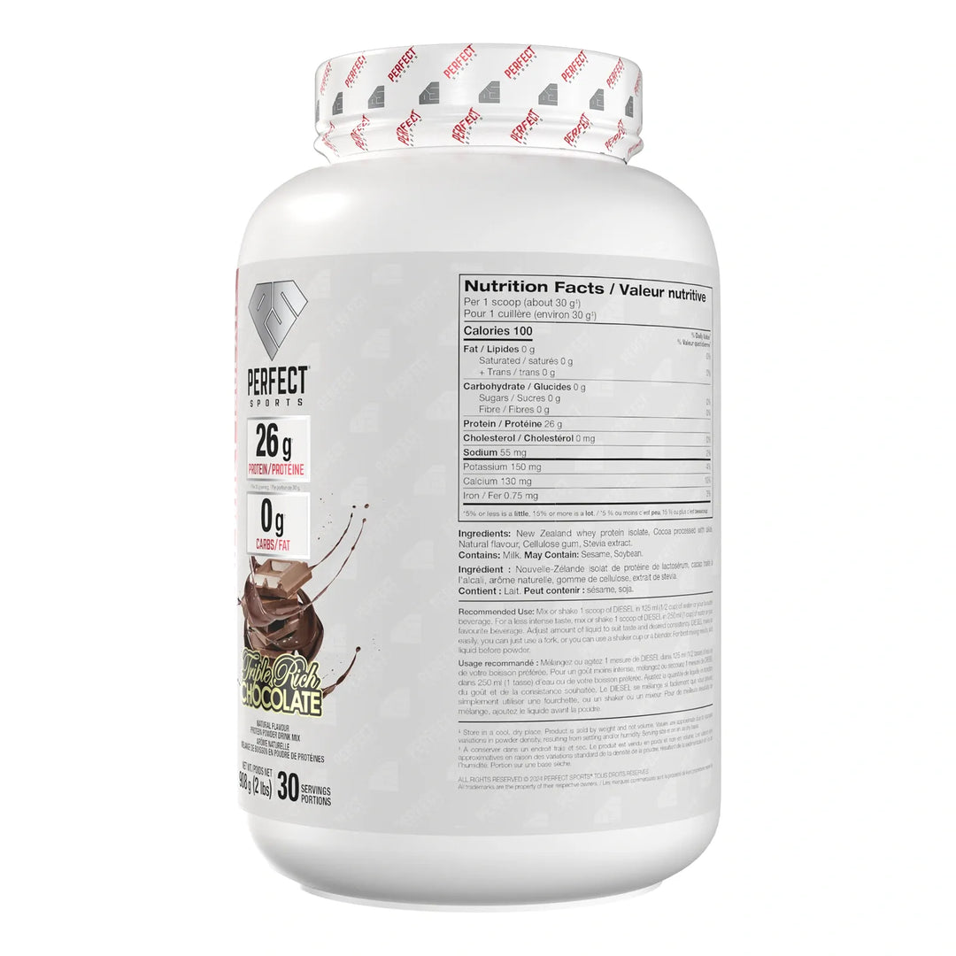 Perfect Sport Diesel New Zealand Whey Isolate, Triple Rich Chocolate Protein Powder