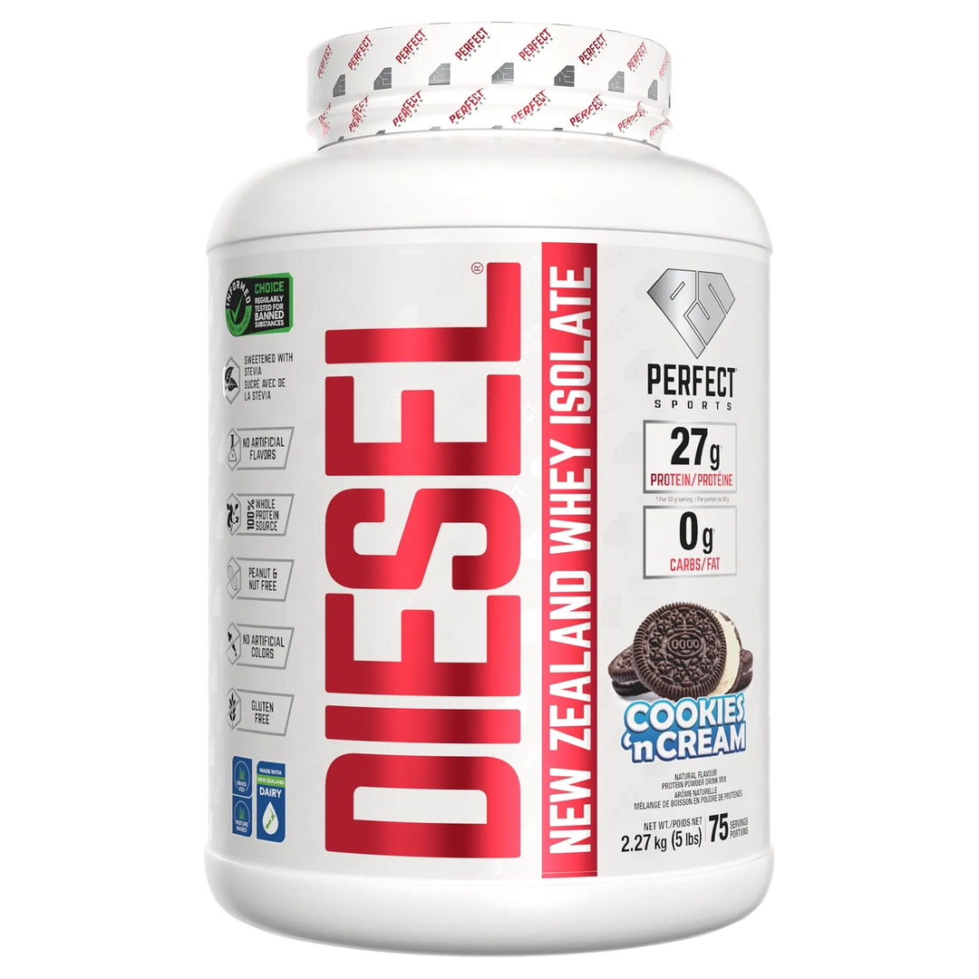 Perfect Sport Diesel New Zealand Whey Isolate, Cookies and Cream Protein Powder
