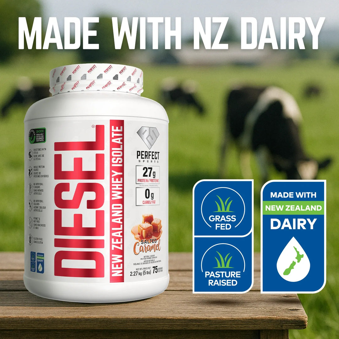 Perfect Sport Diesel New Zealand Whey Isolate, Salted Caramel Protein Powder