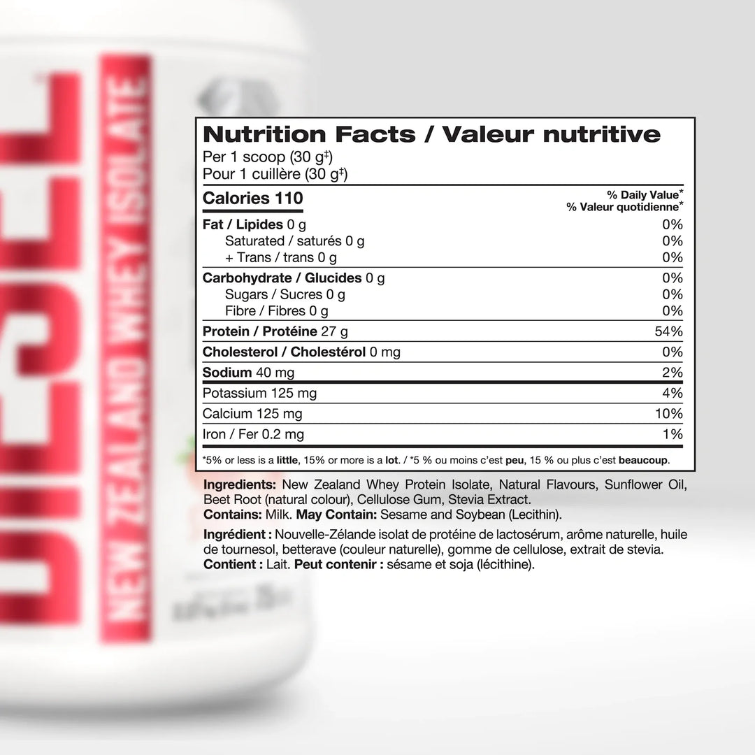 Perfect Sport Diesel New Zealand Whey Isolate, Strawberry Protein Powder