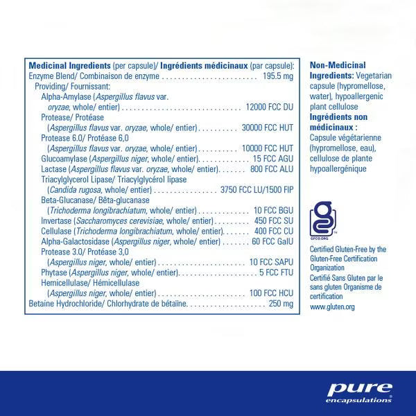 Pure Encapsulation Digestive Enzymes Ultra with Betaine