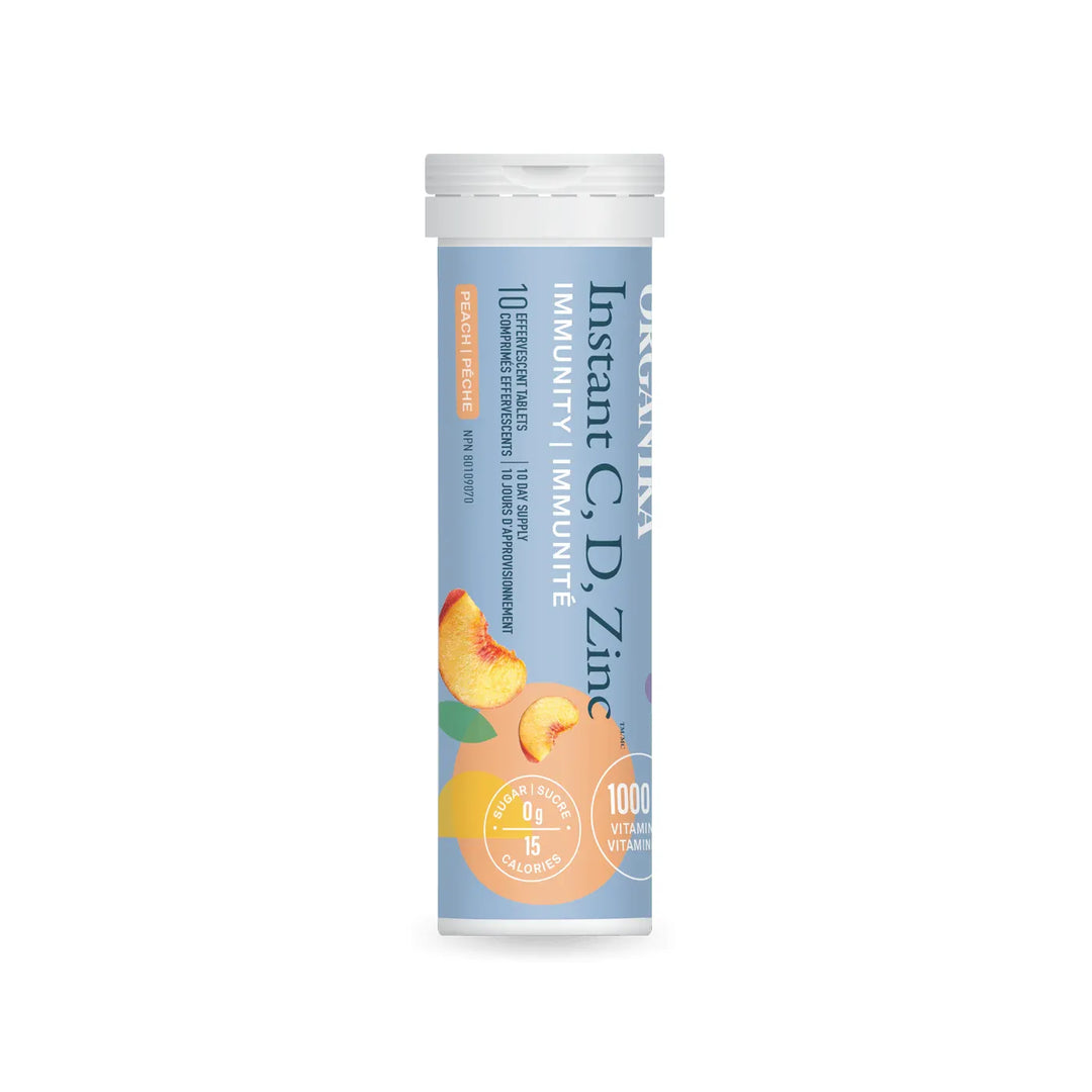 Organika Instant C, D, Zinc Immunity Effervescent, Peach