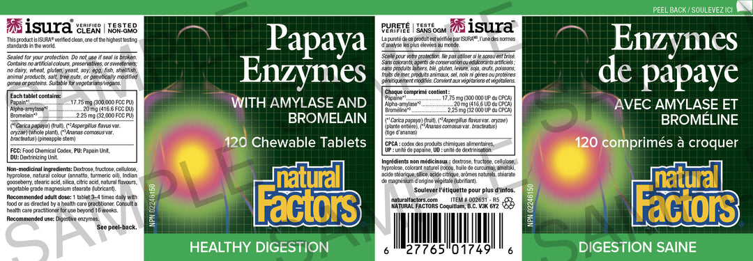 Enzymes de papaye avec amylase et bromélaïne Comprimés à croquer 