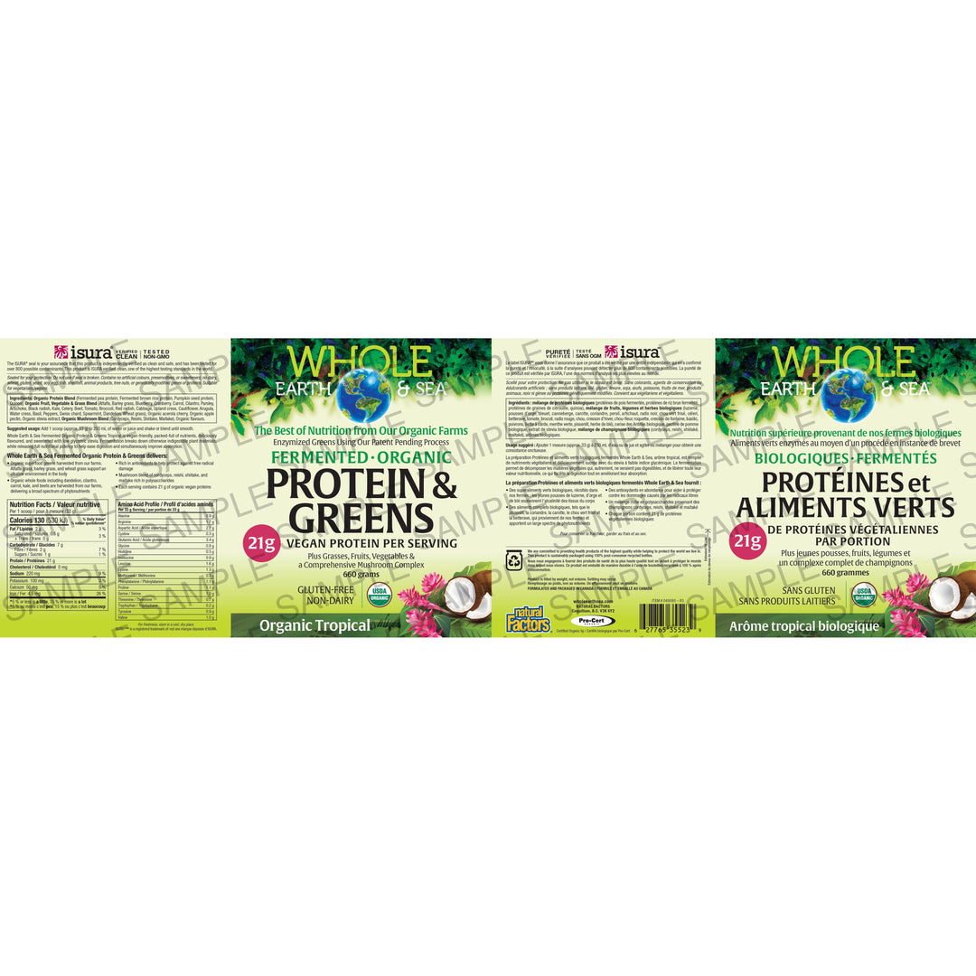 Whole Earth & Sea Powder Fermented Organic Protein & Greens, Organic Tropical