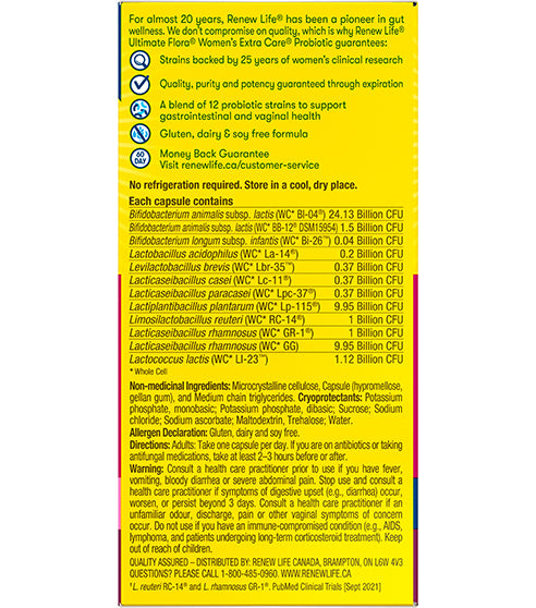 RenewLife Ultimate Flora® Women’s Extra Care™ Probiotic, 50 Billion Active Cultures