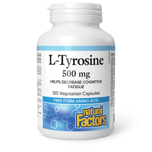 Natural Factors L-Tyrosine 500 mg 120 vegetarian capsules bottle