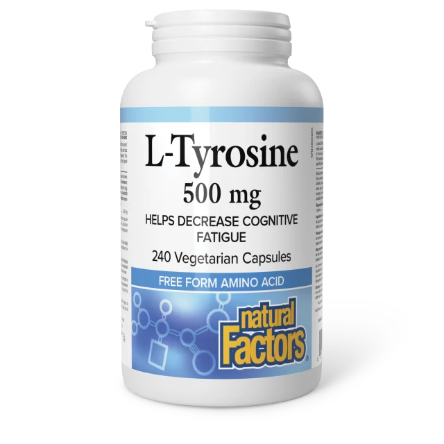 Natural Factors L-Tyrosine 500 mg 240 vegetarian capsules bottle