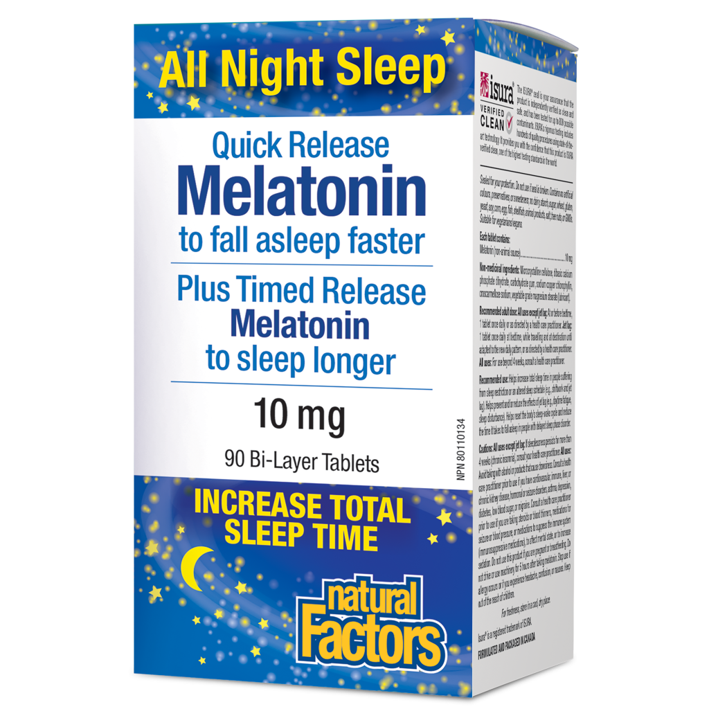 Melatonin Quick Release Plus Timed Release 10 mg Bi-Layer Tablets