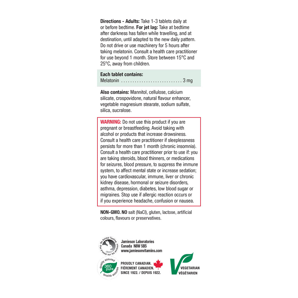 Jamieson Melatonin Fast Dissolving Tablets, 3 mg