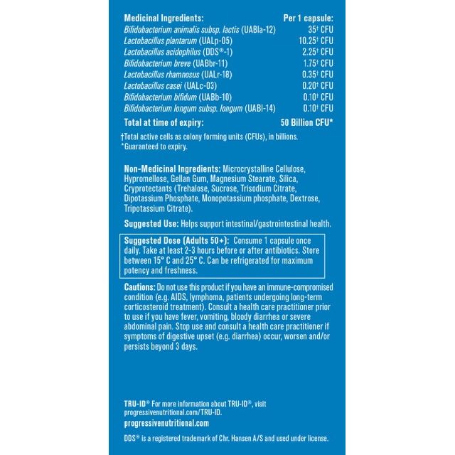 Probiotiques Progressive Perfect 50 milliards, pour adultes de 50 ans et plus