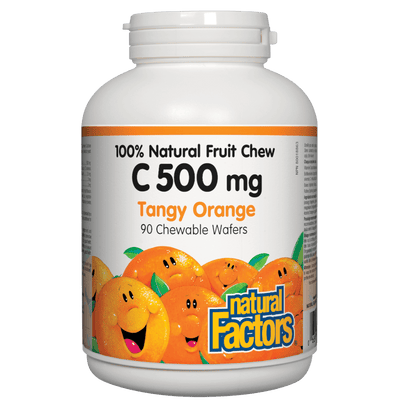 C 500 mg 100% Natural Fruit Chew, Tangy Orange Chewable Wafers
